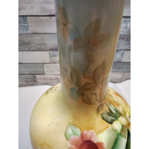 Antique Willets Belleek Hand Painted Floral Vase Morning Glory  Art Nouveau Glam - Picture 12 of 14